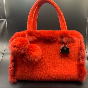 Jeanne Lottie Red Faux Fur Handbag